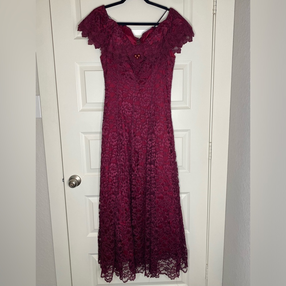 Vintage Burgundy Lace Dress
